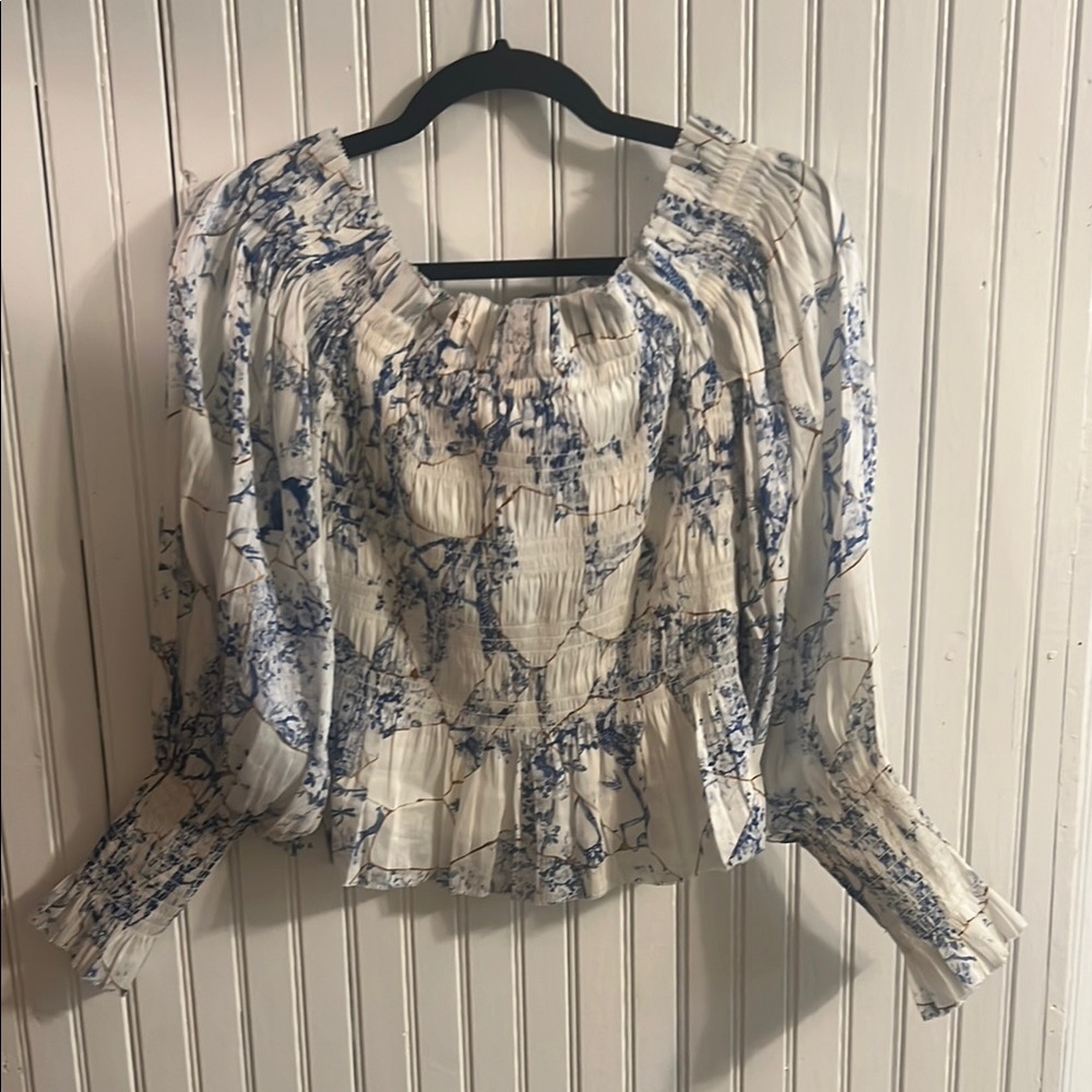 All Saints Blue and White Blouse